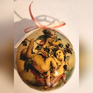 Vintage Cherub Christmas Ornament- Angel Ribbon